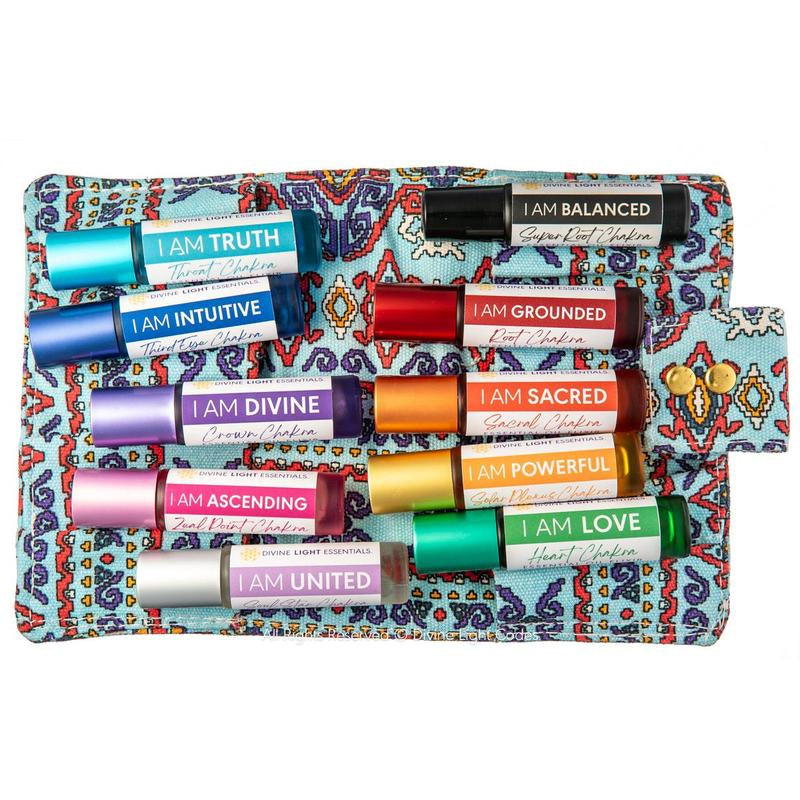 Chakra Balancing Elixirs - Essential Oils - 10 Roller Bottles Set