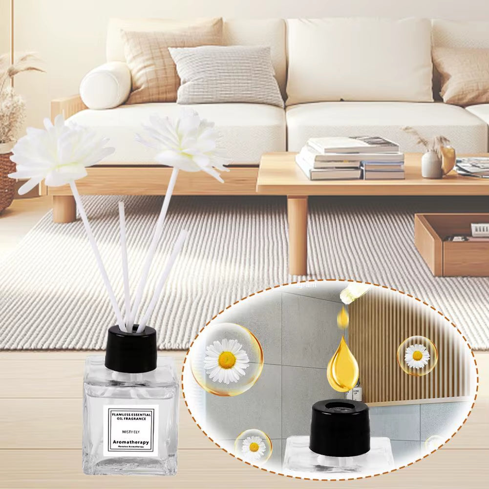 Fireless Aromatherapy Essential Oil Natural Long Lasting Air Freshener Floral Fragrance Oil with Reed Diffuser Stick for Home