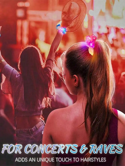 10-Pack LED Hair Scrunchies - Light Up Ponytail Holders with 3 Modes | Glow in the Dark Party & Festival Hair Accessories for Women & Girls