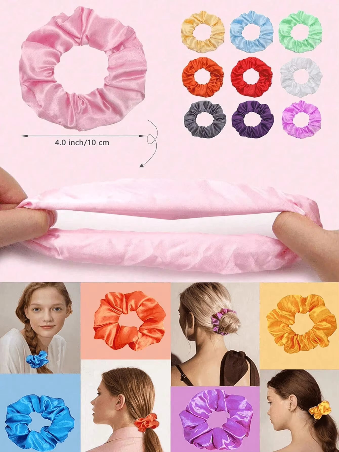 10-Pack LED Hair Scrunchies - Light Up Ponytail Holders with 3 Modes | Glow in the Dark Party & Festival Hair Accessories for Women & Girls