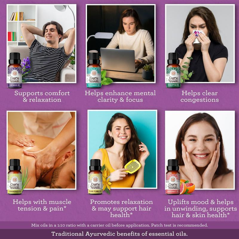 Gurunanda 6 Essential Oils Single Notes Set