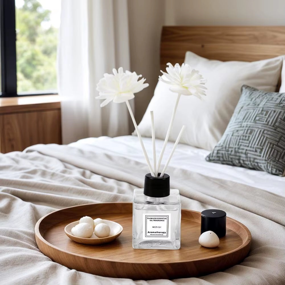 Fireless Aromatherapy Essential Oil Natural Long Lasting Air Freshener Floral Fragrance Oil with Reed Diffuser Stick for Home