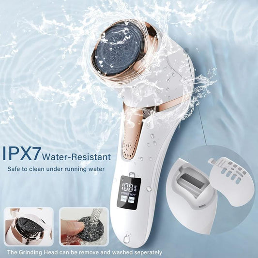 Electric Callus Remover for Feet with 10Pcs Foot Grinding Tool - Portable Pedicure Kit with Quartz Crystals, 2 Speeds, LCD Display, and 10In1 Pedicure Tool Set